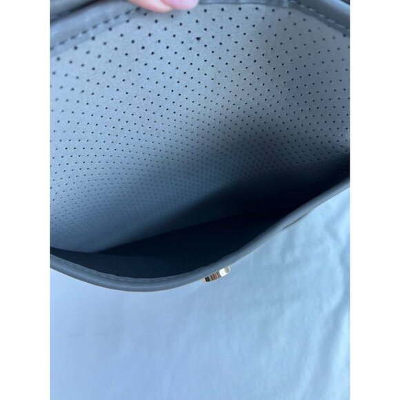 Threaded Pear Emmy Perforated Gray Neoprene Crossbody Bag With Snap Closure - Picture 2 of 9